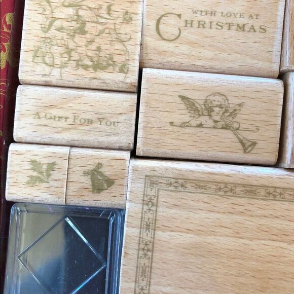 Anna Griffin Christmas Rubber Stamp Set W/ Ink Pad UNUSED - Picture 2 of 7